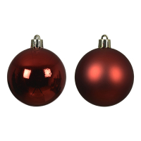 Kerstballen | Ø 8 cm | Glanzend en mat | Kerstrood | 6 stuks | Decoris LLU00355