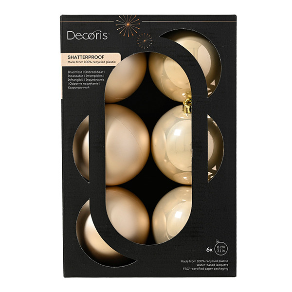 Kerstballen | Ø 8 cm | Glanzend en mat | Parel | 6 stuks | Decoris LLU00358 - 1