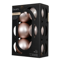 Kerstballen | Ø 8 cm | Glanzend en mat | Poederroze | 12 stuks | Decoris LLU00388