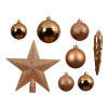 Kerstballenset met piek | Ø 8 cm | Glanzend, mat en glitter | Brandy | 33 stuks | Decoris LLU00531 - 2