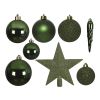 Kerstballenset met piek | Ø 8 cm | Glanzend, mat en glitter | Dennengroen | 33 stuks | Decoris LLU00536 - 2
