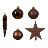 Kerstballenset met piek | Ø 8 cm | Glanzend, mat en glitter | Espresso | 33 stuks | Decoris LLU00537 - 2