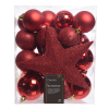 Kerstballenset met piek | Ø 8 cm | Glanzend, mat en glitter | Kerstrood | 33 stuks | Decoris LLU00533 - 1