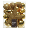 Kerstballenset met piek | Ø 8 cm | Glanzend, mat en glitter | Licht goud | 33 stuks | Decoris LLU00532 - 1