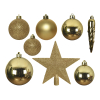 Kerstballenset met piek | Ø 8 cm | Glanzend, mat en glitter | Licht goud | 33 stuks | Decoris LLU00532 - 2