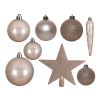 Kerstballenset met piek | Ø 8 cm | Glanzend, mat en glitter | Poederroze | 33 stuks | Decoris LLU00535 - 2