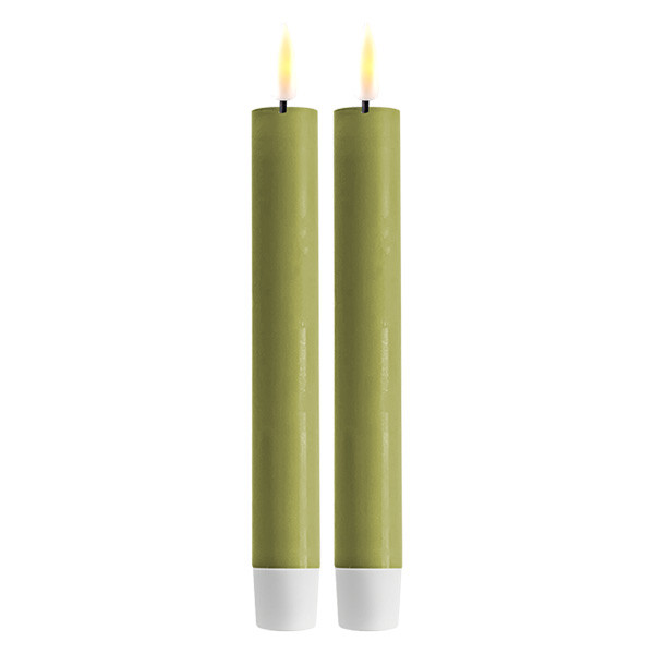 Deluxe HomeArt Led dinerkaars 15 cm | Olive Green | 3D vlam | 2 stuks | Deluxe HomeArt  LDH00099 - 1