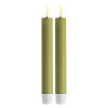 Led dinerkaars 15 cm | Olive Green | 3D vlam | 2 stuks | Deluxe HomeArt