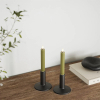 Led dinerkaars 15 cm | Olive Green | 3D vlam | 2 stuks | Deluxe HomeArt LDH00099 - 2