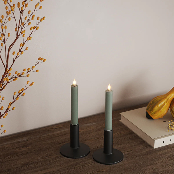 Led dinerkaars 15 cm | Salvie Green | 3D vlam | 2 stuks | Deluxe HomeArt LDH00256 - 1