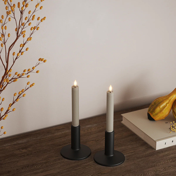 Led dinerkaars 15 cm | Sand | 3D vlam | 2 stuks | Deluxe HomeArt LDH00226 - 1
