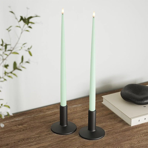 Led dinerkaars 2,2 x 38 cm | Mint | 3D vlam | 2 stuks | Deluxe HomeArt LDH00566 - 2