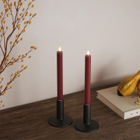 Led dinerkaars 24 cm | Bordeaux | 3D vlam | 2 stuks | Deluxe HomeArt LDH00072