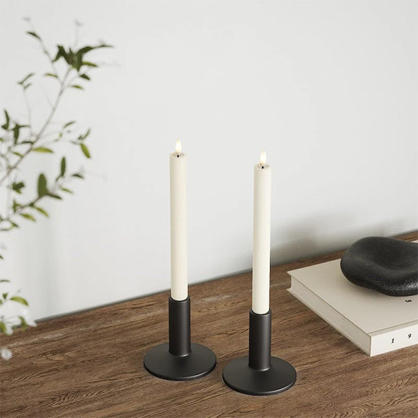 Led dinerkaars 24 cm | Ivoor | 3D vlam | 2 stuks | Deluxe HomeArt LDH00128 - 2