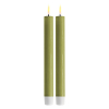 Led dinerkaars 24 cm | Olive Green | 3D vlam | 2 stuks | Deluxe HomeArt