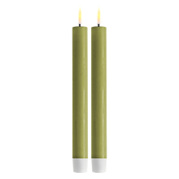 Deluxe HomeArt Led dinerkaars 24 cm | Olive Green | 3D vlam | 2 stuks | Deluxe HomeArt  LDH00100