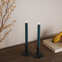 Led dinerkaars 24 cm | Petroleum | 3D vlam | 2 stuks | Deluxe HomeArt LDH00058
