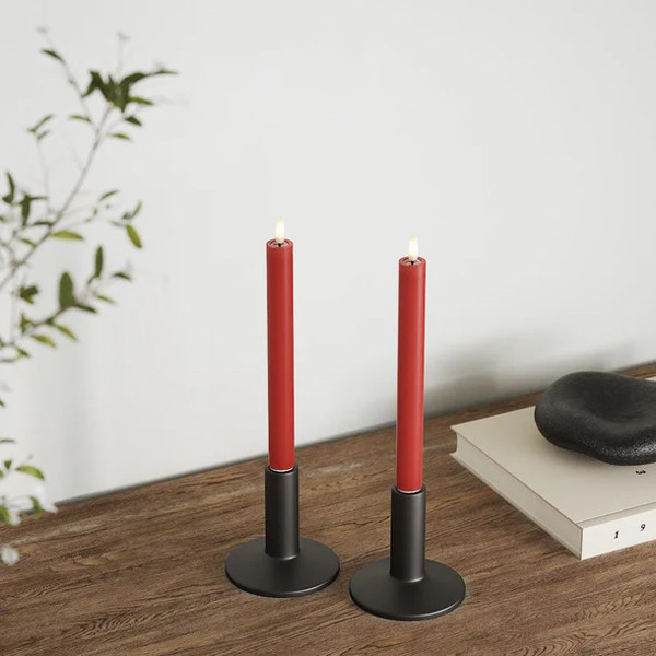 Led dinerkaars 24 cm | Rood | 3D vlam | 2 stuks | Deluxe HomeArt LDH00198 - 2