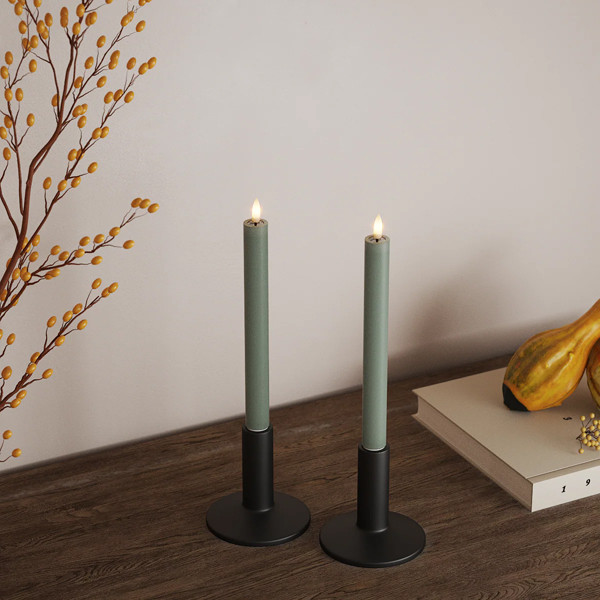 Led dinerkaars 24 cm | Salvie Green | 3D vlam | 2 stuks | Deluxe HomeArt LDH00257 - 1