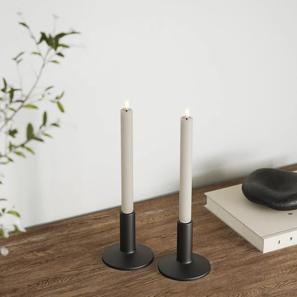 Led dinerkaars 24 cm | Zandkleur | 3D vlam | 2 stuks | Deluxe HomeArt LDH00227 - 2