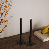 Led dinerkaars 24 cm | Zwart | 3D vlam | 2 stuks | Deluxe HomeArt LDH00030