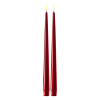Led dinerkaars 28 cm | Bordeaux | 3D vlam | Shiny | 2 stuks | Deluxe HomeArt