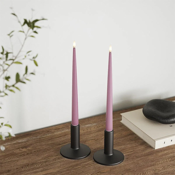 Led dinerkaars 28 cm | Light Purple | 3D vlam | Shiny | 2 stuks | Deluxe HomeArt LDH00355 - 2