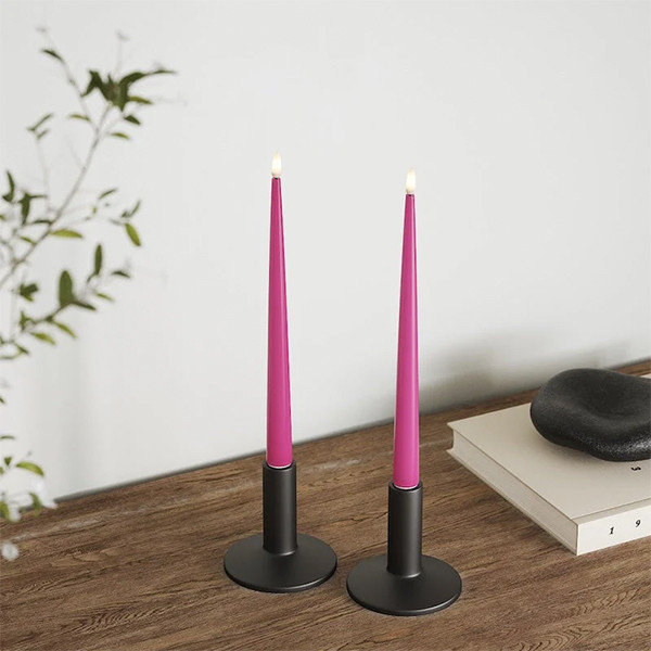 Led dinerkaars 28 cm | Magenta | 3D vlam | Shiny | 2 stuks | Deluxe HomeArt LDH00525 - 2
