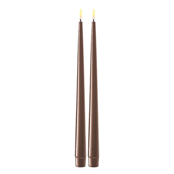 Deluxe HomeArt Led dinerkaars 28 cm | Mokka | 3D vlam | Shiny | 2 stuks | Deluxe HomeArt  LDH00347 - 1