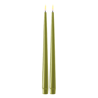 Deluxe HomeArt Led dinerkaars 28 cm | Olive Green | 3D vlam | Shiny | 2 stuks | Deluxe HomeArt  LDH00345