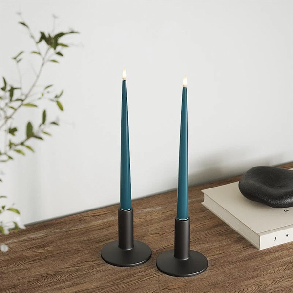 Led dinerkaars 28 cm | Petroleum | 3D vlam | Shiny | 2 stuks | Deluxe HomeArt LDH00339 - 2