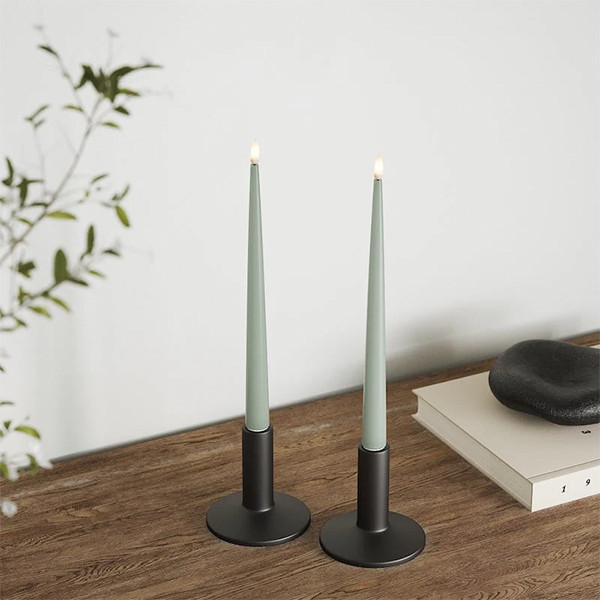 Led dinerkaars 28 cm | Salvie Green | 3D vlam | Shiny | 2 stuks | Deluxe HomeArt LDH00367 - 2