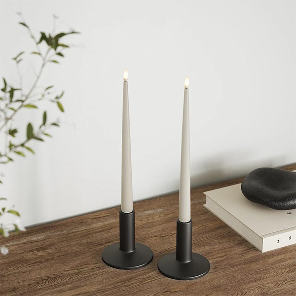 Led dinerkaars 28 cm | Zandkleur | 3D vlam | Shiny | 2 stuks | Deluxe HomeArt LDH00363 - 2