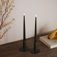 Led dinerkaars 28 cm | Zwart | 3D vlam | Shiny | 2 stuks | Deluxe HomeArt LDH00335