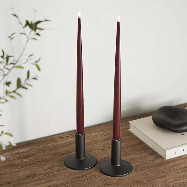 Led dinerkaars 38 cm | Bourgogne Red | 3D vlam | Shiny | 2 stuks | Deluxe HomeArt LDH00358 - 2