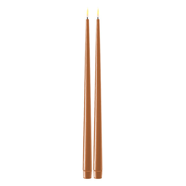 Deluxe HomeArt Led dinerkaars 38 cm | Caramel | 3D vlam | Shiny | 2 stuks | Deluxe HomeArt  LDH00344 - 1