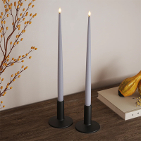 Led dinerkaars 38 cm | Dust Blue | 3D vlam | Shiny | 2 stuks | Deluxe HomeArt LDH00366