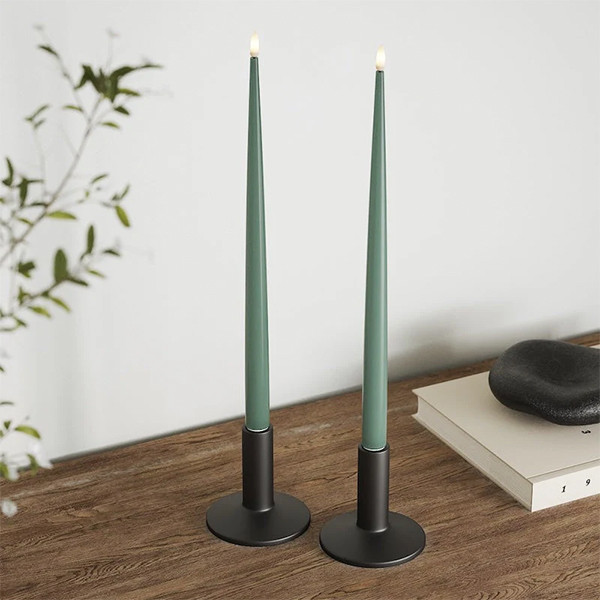 Led dinerkaars 38 cm | Jade Green | 3D vlam | Shiny | 2 stuks | Deluxe HomeArt LDH00372 - 2