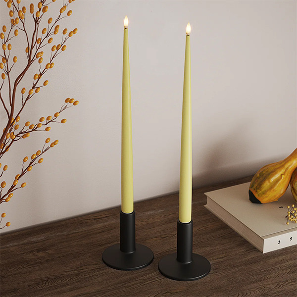 Led dinerkaars 38 cm | Light Yellow | 3D vlam | Shiny | 2 stuks | Deluxe HomeArt LDH00352 - 1