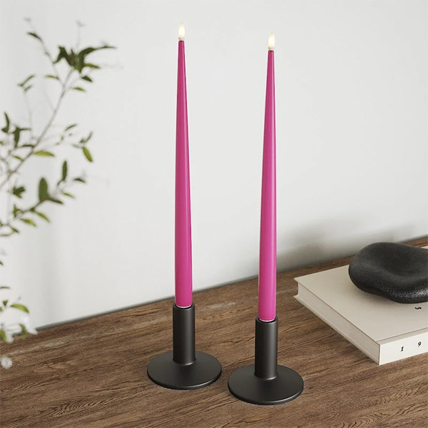 Led dinerkaars 38 cm | Magenta | 3D vlam | Shiny | 2 stuks | Deluxe HomeArt LDH00526 - 2