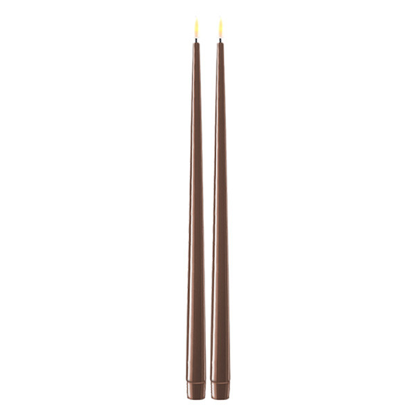 Deluxe HomeArt Led dinerkaars 38 cm | Mokka | 3D vlam | Shiny | 2 stuks | Deluxe HomeArt  LDH00348 - 1
