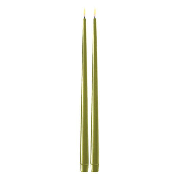 Deluxe HomeArt Led dinerkaars 38 cm | Olive Green | 3D vlam | Shiny | 2 stuks | Deluxe HomeArt  LDH00346 - 1