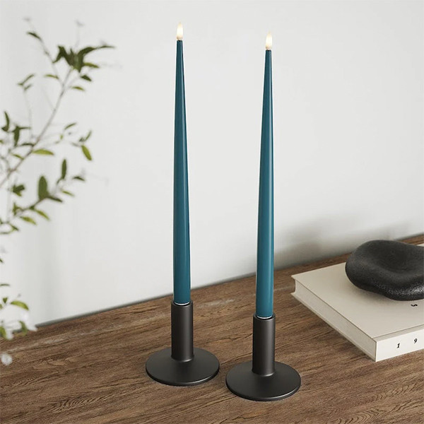 Led dinerkaars 38 cm | Petroleum | 3D vlam | Shiny | 2 stuks | Deluxe HomeArt LDH00340 - 2