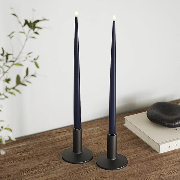 Led dinerkaars 38 cm | Royal Blue | 3D vlam | Shiny | 2 stuks | Deluxe HomeArt LDH00374 - 2