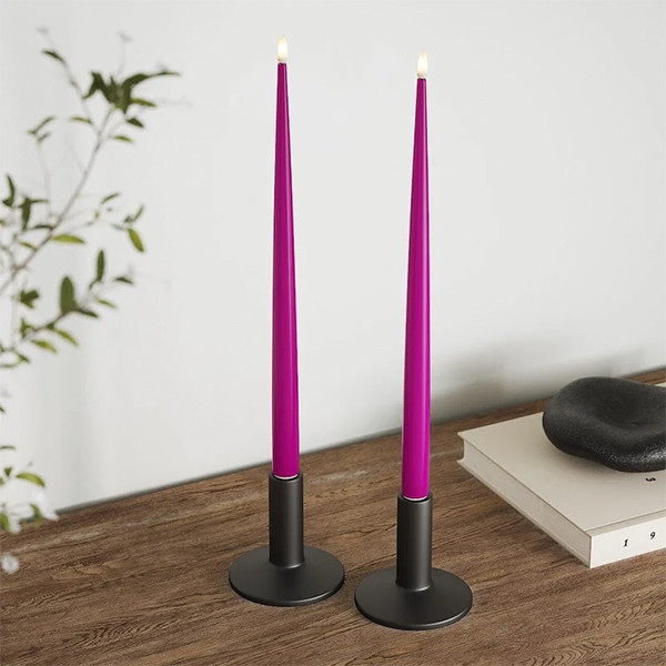 Led dinerkaars 38 cm | Violet | 3D vlam | Shiny | 2 stuks | Deluxe HomeArt LDH00524 - 2