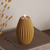 Led kaars 10 x 15 cm | Stripe | Curry | 3D vlam | Deluxe HomeArt