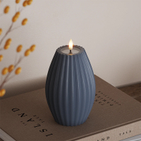 Led kaars 10 x 15 cm | Stripe | Ijs blauw | 3D vlam | Deluxe HomeArt LDH00595