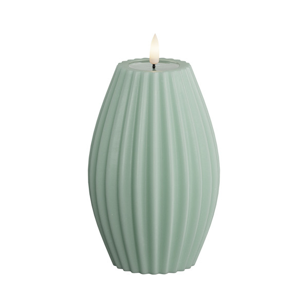 Deluxe HomeArt Led kaars 10 x 15 cm | Stripe | Salvie groen | 3D vlam | Deluxe HomeArt  LDH00593 - 1