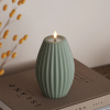 Led kaars 10 x 15 cm | Stripe | Salvie groen | 3D vlam | Deluxe HomeArt LDH00593 - 1