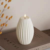 Led kaars 10 x 15 cm | Stripe | Wit | 3D vlam | Deluxe HomeArt LDH00585
